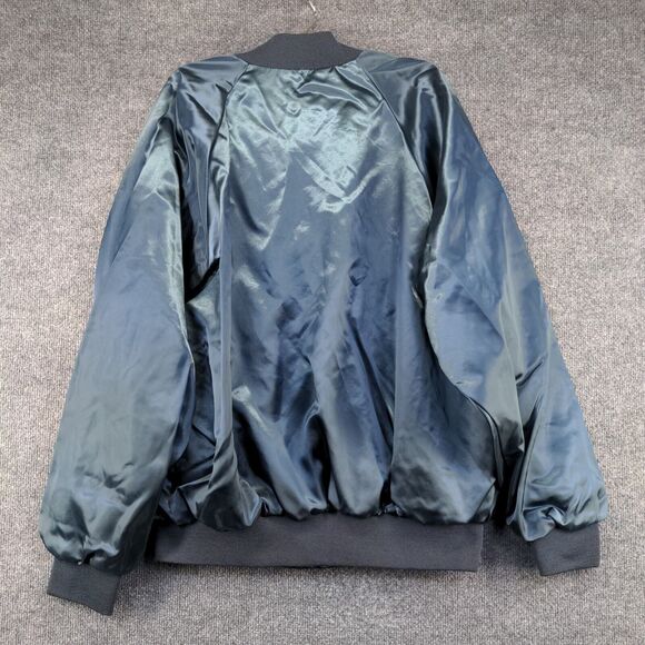 Men's Eagles Lodge #976 Bomber Jacket XXL Blue Snap Nylon Lined Vintage Made USA - Picture 6 of 13